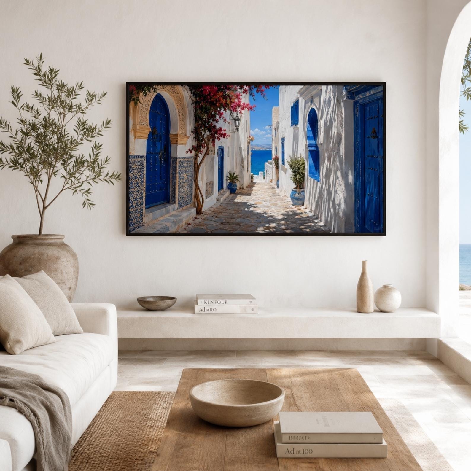 Tangier Blue Alley Art | Mediterranean Morocco Frame TV Digital Download