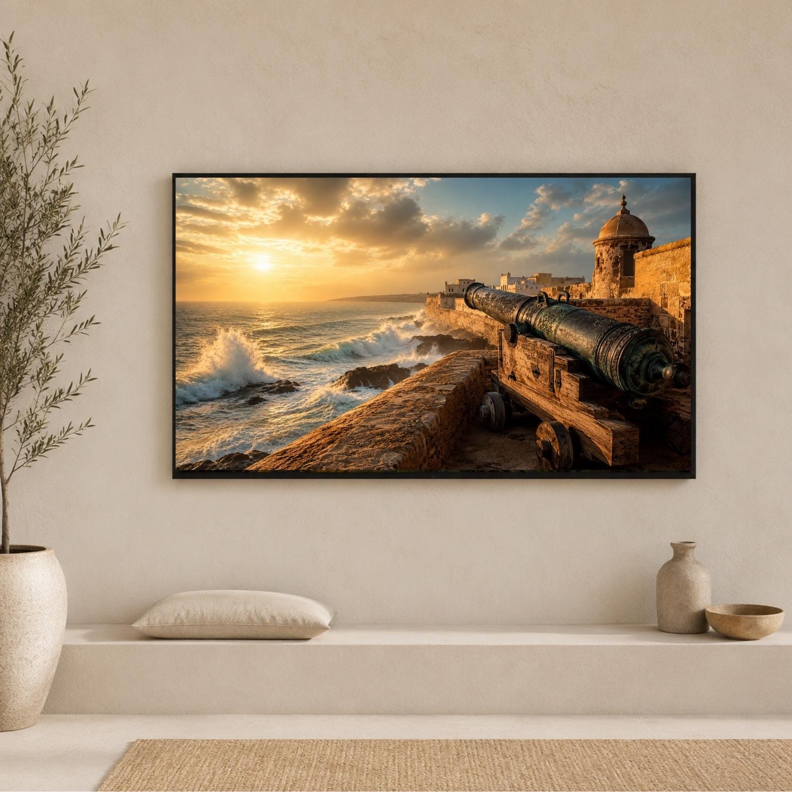 Essaouira Ramparts | Morocco | Frame TV Art | Samsung Frame TV | Coastal Fortress | Atlantic Ocean | Morocco Wall Art | Digital Download