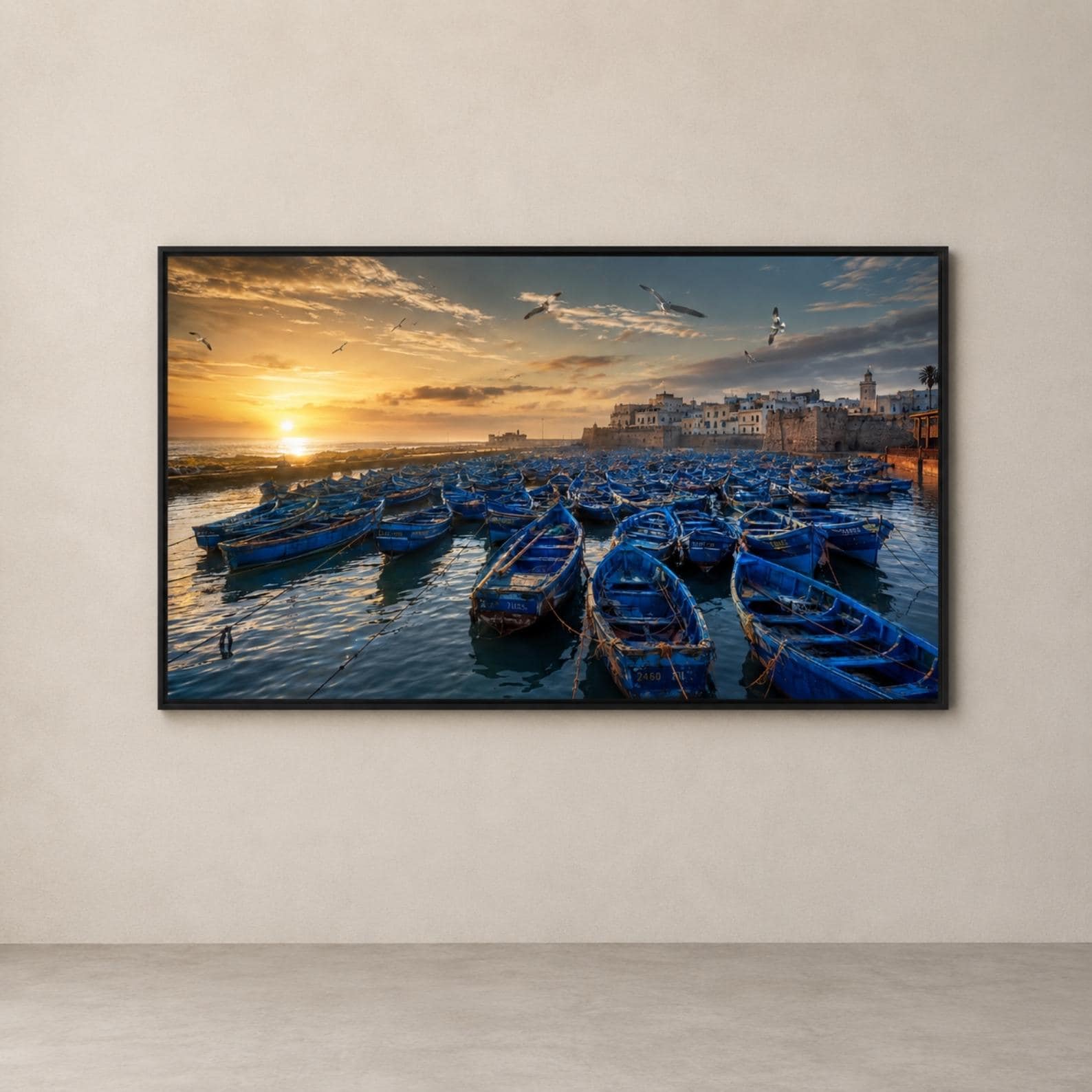 Essaouira | Morocco | Frame TV Art | Samsung Frame TV | Blue Fishing Boats | Coastal Wall Art | Digital Download