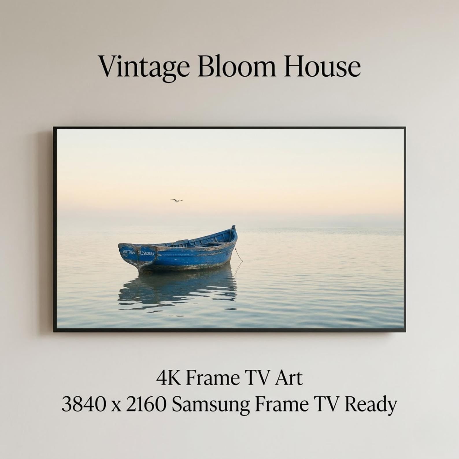 Essaouira Blue Boat | Morocco | Frame TV Art | Samsung Frame TV | Coastal Wall Art | Minimalist Ocean Art | Digital Download