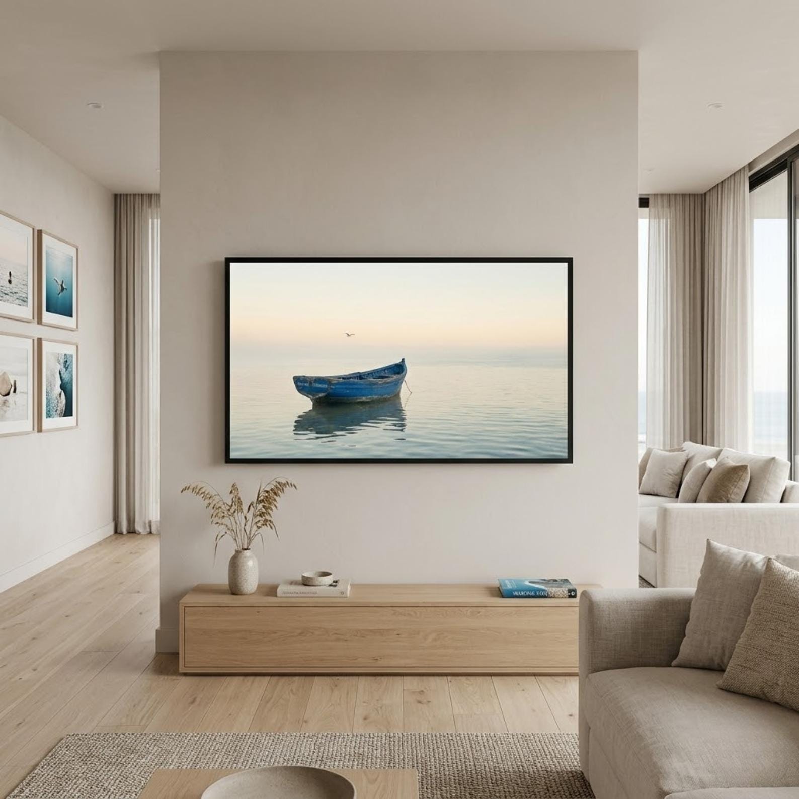 Essaouira Blue Boat | Morocco | Frame TV Art | Samsung Frame TV | Coastal Wall Art | Minimalist Ocean Art | Digital Download