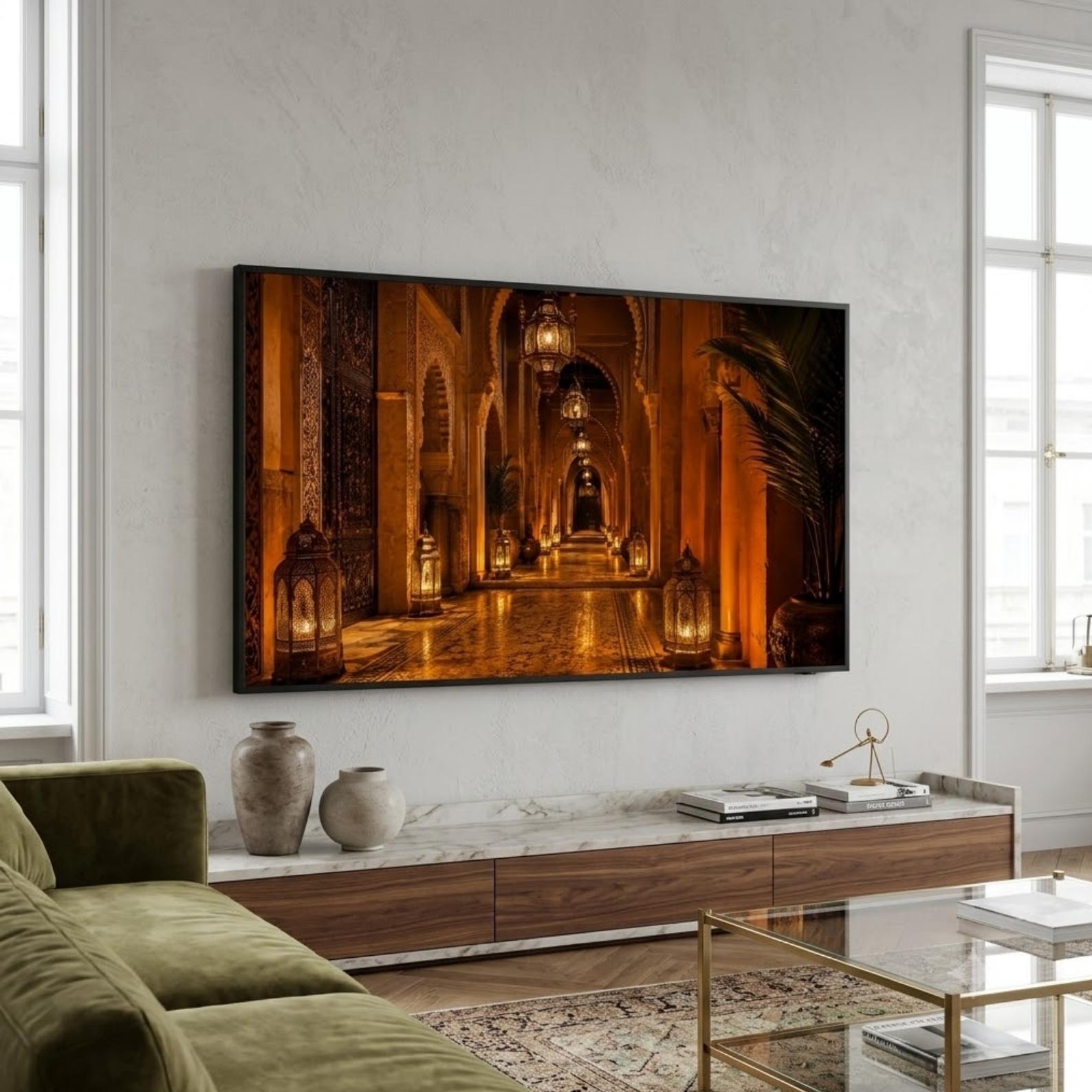 Marrakech Lantern Passage Frame TV Art | Moroccan Archway & Lanterns | Samsung Frame TV Art | Digital Download
