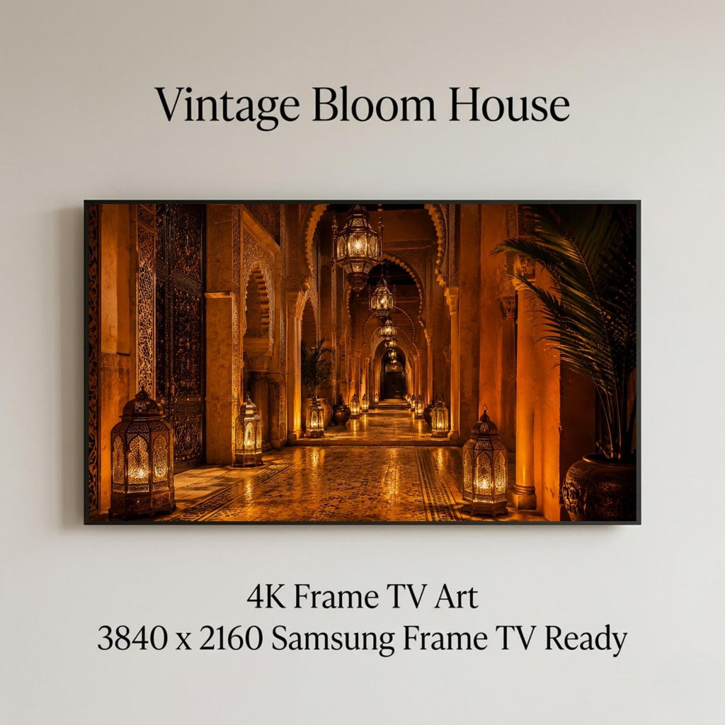 Marrakech Lantern Passage Frame TV Art | Moroccan Archway & Lanterns | Samsung Frame TV Art | Digital Download